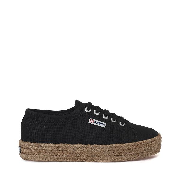 Superga 2730 Rope Black Platform Sneakers - Women's Sneakers USA | US0530732